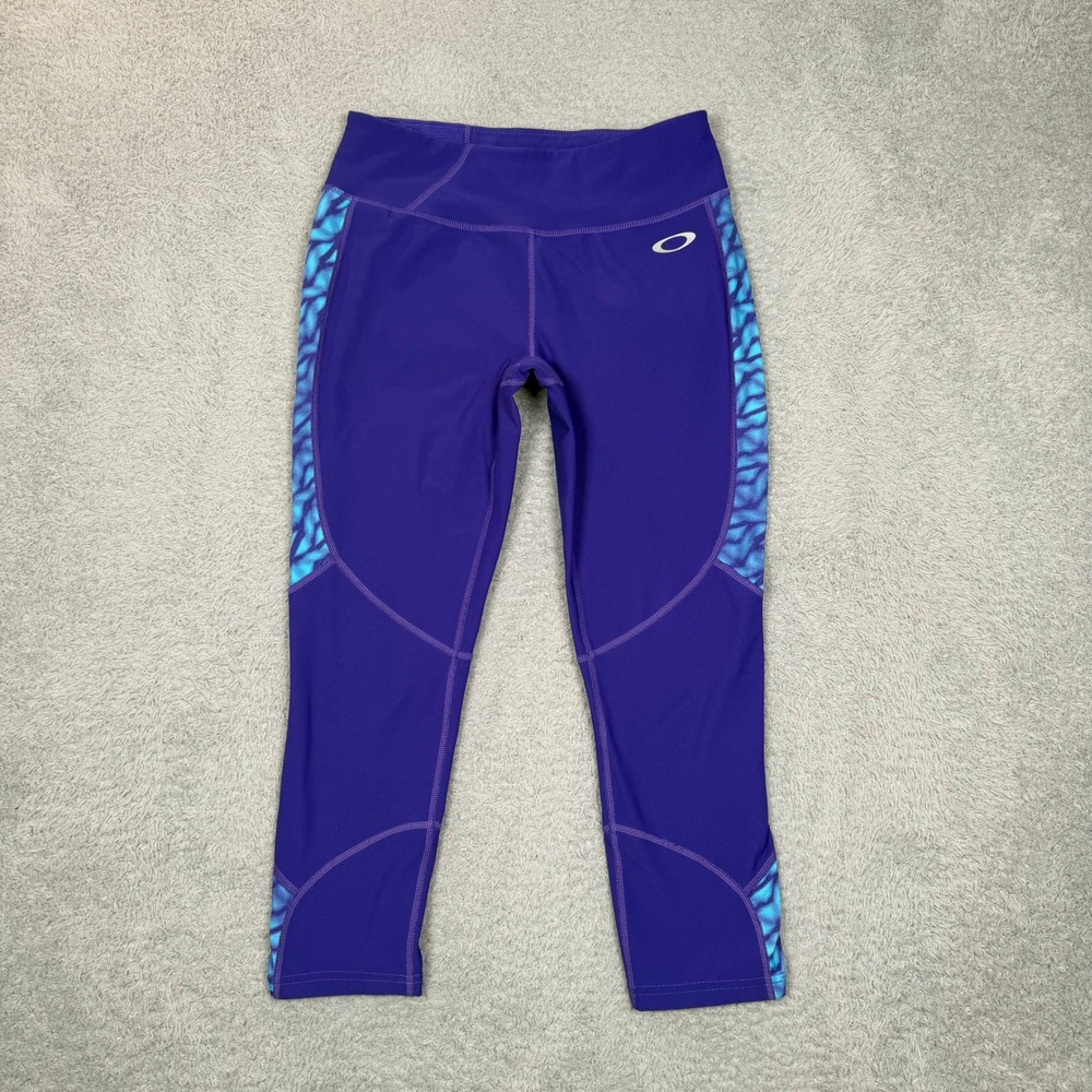 Oakley Ohydrolix Womens Purple Blue Patterned Capri Athletic Leggings Size Small